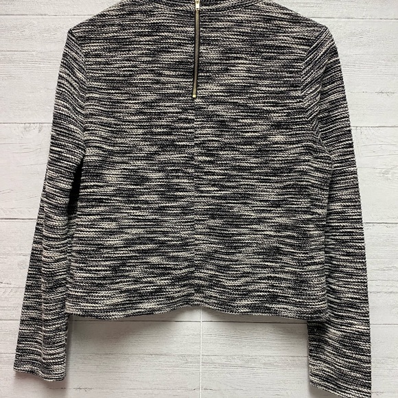 H&M Black And White Textured Sweater Zipper Back M - Picture 2 of 8